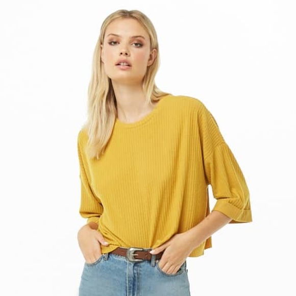 NEW Mustard A wide ribbed knit top - Picture 4 of 4
